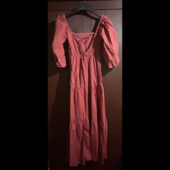 L*Space Bahia Open Back Peasant Maxi Dress Brick Red Size S - NWT - Picture 6 of 16